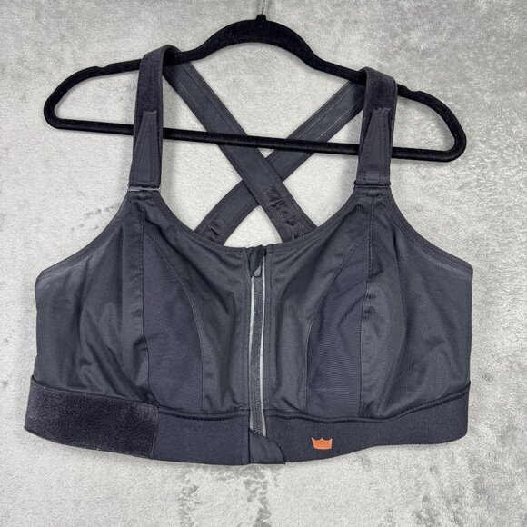 SHEFIT Ultimate Sports Bra Womens High Impact Black Front Zip Adjustable Straps - Picture 1 of 7